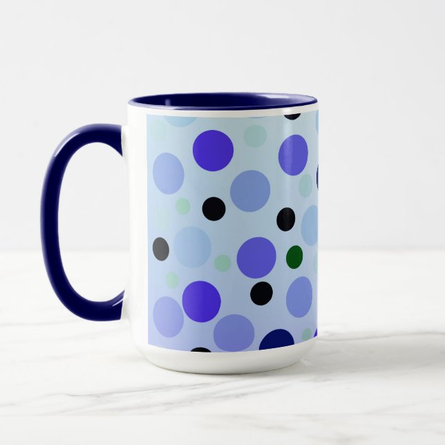 blaue Lila und grüne Polka-Punkte, Tasse (Links)