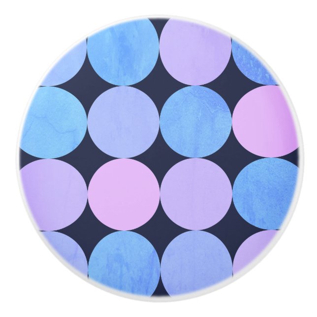 Blaue Lila und rosa Kreise Keramikknauf (Vorderseite)