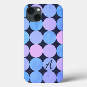 Blaue Lila- und Rosa-Kreismonogramm iPhone 13 Hülle