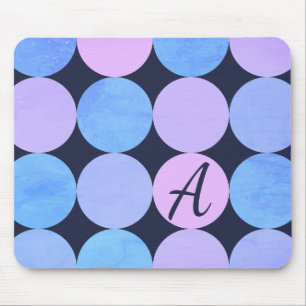 Blaue Lila- und Rosa-Kreismonogramm Mousepad
