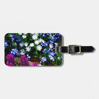 Blaue lila und weiße Blumenentwurfs-Produkte Gepäckanhänger