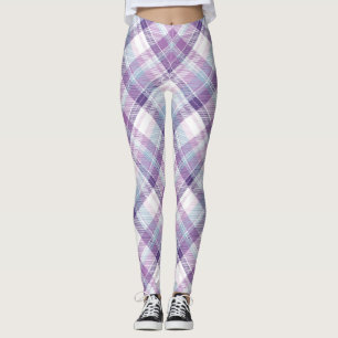 Blaue, lila und weiße Karo-Muster-Leggings Leggings