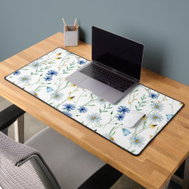 Blaue Lila Wasserfarbe Wildblume Schreibtischunterlage