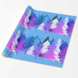 Blaue Lila Weihnachtsbaumen Sterne Lichtblau Geschenkpapier