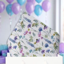 Blaue Lila Wildblumen-Wasserfarbe