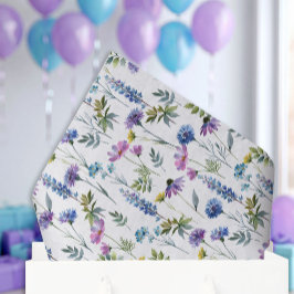 Blaue Lila Wildblumen-Wasserfarbe Seidenpapier