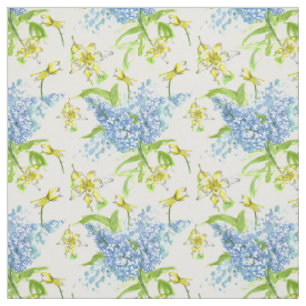 Blaue Lilacs Gelbe Kolumne Aquarellfarben Blume Stoff
