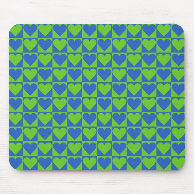 Blaue/Limone Herzmuster-Sondermousepad Mousepad (Vorne)