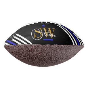 Blaue Linie und Mit Monogramm Name / Moderne Unter Football