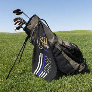 Blaue Linie und Mit Monogramm Name / Moderne Unter Golfhandtuch