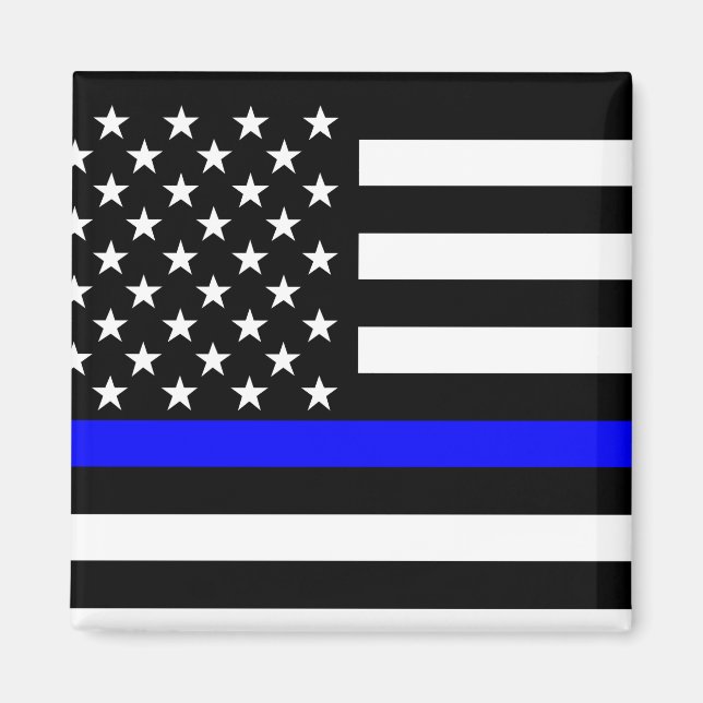 Blaue Linie US-Flagge Magnet (Vorne)