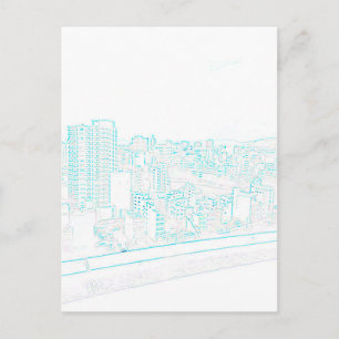 Blaue Linie zeichnend Postkarte Teil 1
