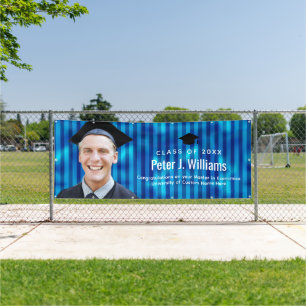Blaue Linien benutzerdefiniertes Foto-Abschlussglü Banner