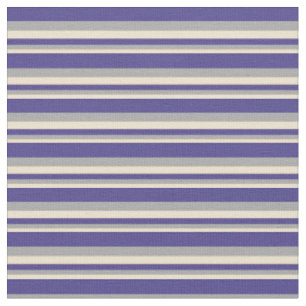 Blaue Linien in Beige, Dunkelgrau und Dunkelschief Stoff