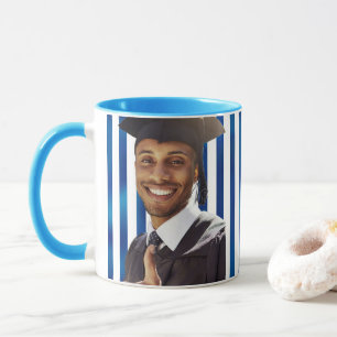 Blaue Linien individuell Portrait Männer Abschluss Tasse