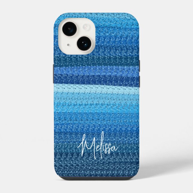 Blaue Linien iPhone 14 Hülle (Rückseite)
