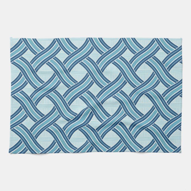 Blaue Linien Muster Geschirrtuch (Horizontal)