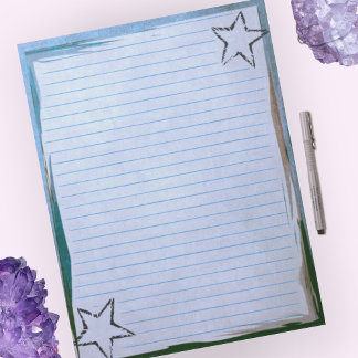 Blaue Linien Papier Rustikale Sterne Chic Rand Gru Notizblock