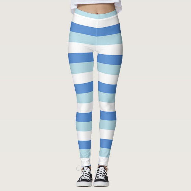 Blaue Linien, Segelstil Leggings (Vorderseite)