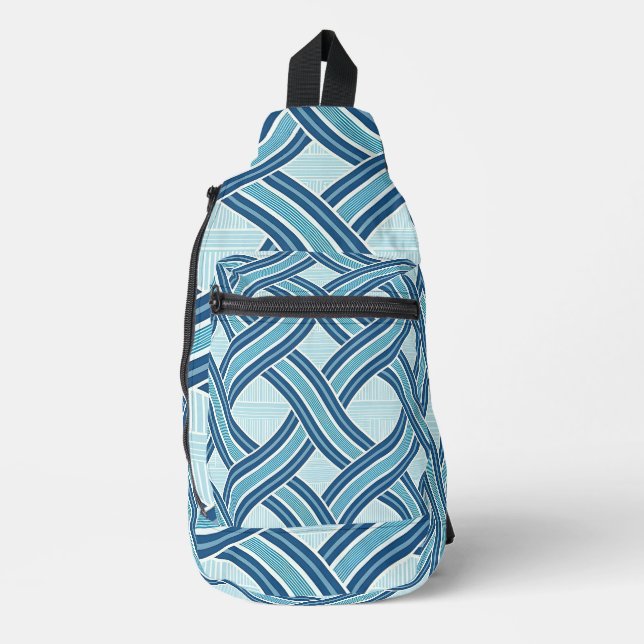 Blaue Linienmuster Crossbody Bag (Vorderseite)
