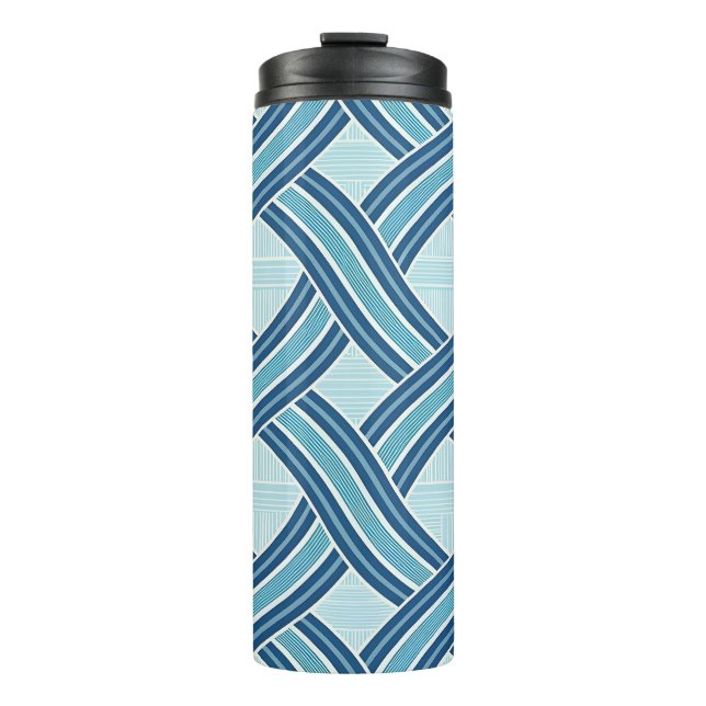 Blaue Linienmuster Thermosbecher (Vorderseite)