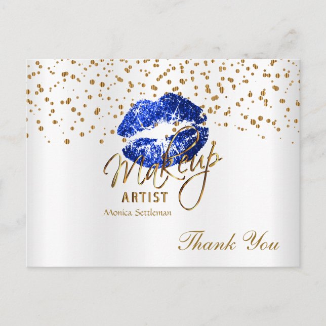 Blaue Lippen auf Weiß Postkarte (Vorderseite)