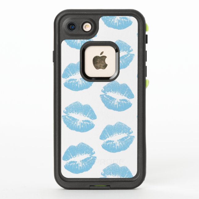 Blaue Lippen, Lippenmuster, blauer Lipstick, Kuss (Rückseite)