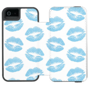 Blaue Lippen, Lippenmuster, blauer Lipstick, Kuss Incipio Watson™ iPhone 5 Geldbörsen Hülle