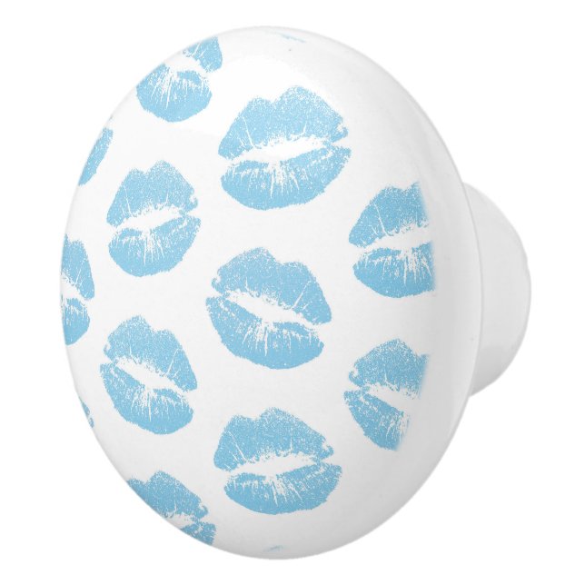 Blaue Lippen, Lippenmuster, blauer Lipstick, Kuss Keramikknauf (Rechts)