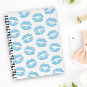 Blaue Lippen, Lippenmuster, blauer Lipstick, Kuss Notizbuch