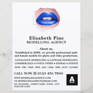 Blaue Lippen, Modellierungsagentur, Modell-Agent Flyer