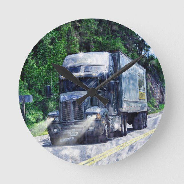 Blaue LKW-Mauer-Uhr für den Schwertransport Runde Wanduhr (Vorderseite)