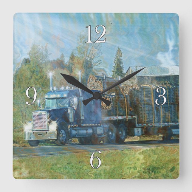 Blaue LKW-Wall-Uhr Quadratische Wanduhr (Vorderseite)