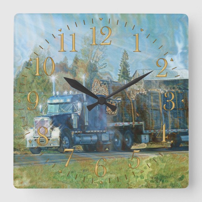 Blaue LKW-Wall-Uhr Quadratische Wanduhr (Vorderseite)