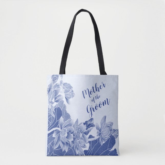 Blaue Lotus-Blume Hochzeitsmutter Tasche (Vorderseite)