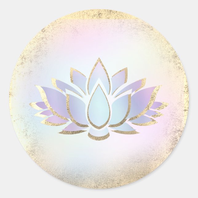 Blaue Lotus-Blume Logo Classic Round Sticke Runder Aufkleber (Vorderseite)