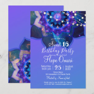 Blaue Lotus-Mandala Einladung