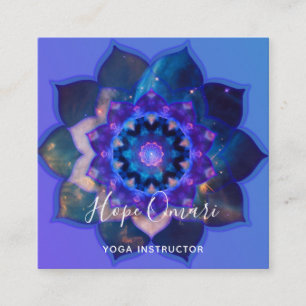 Blaue Lotus-Mandala Quadratische Visitenkarte