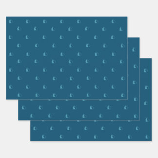 blaue Lovecatpackungen, Set aus Papier, flach, 3 S Geschenkpapier Set