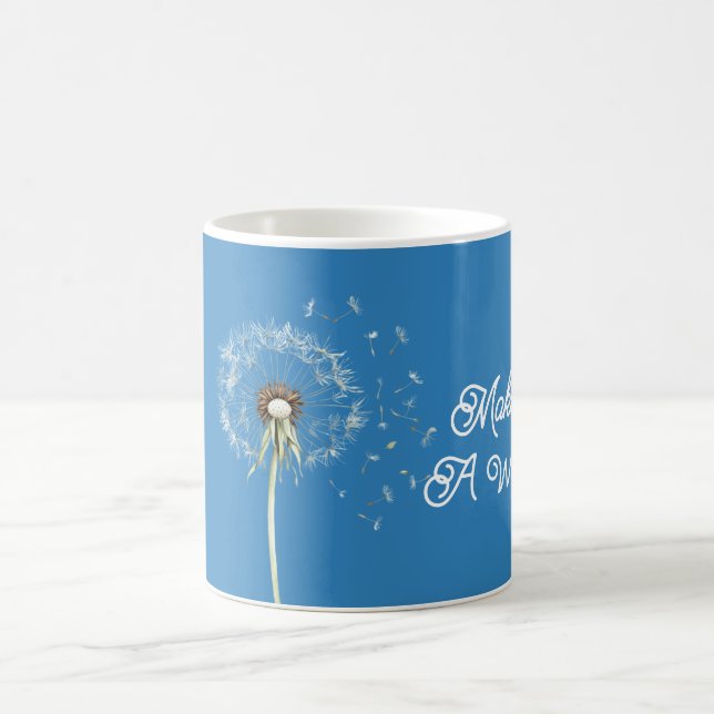 Blaue Löwenzahnblüten Wunsch Kaffeetasse (Mittel)