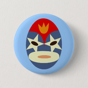 Blaue Lucha-Libre-Maske Button