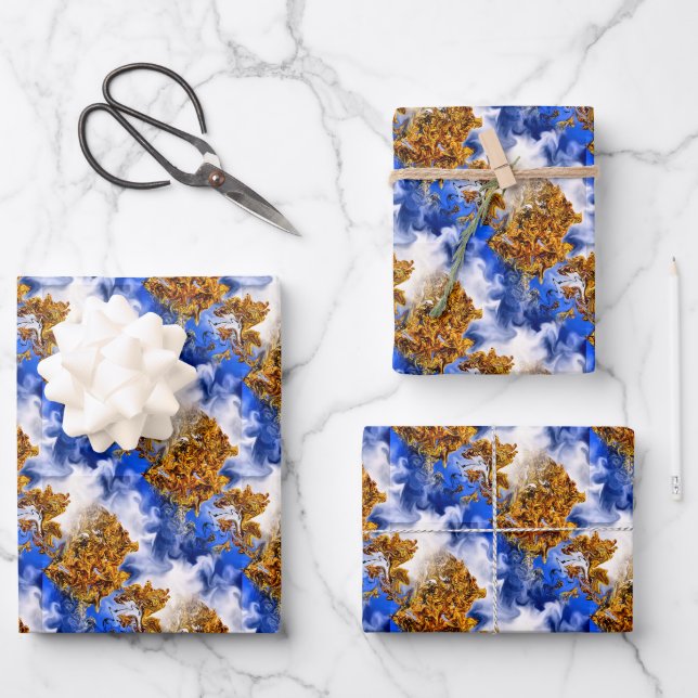 Blaue Luft und Wolken Abstraktes Kunstmuster Geschenkpapier Set (Vorderseite)