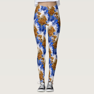 Blaue Luft und Wolken Abstraktes Kunstmuster Leggings