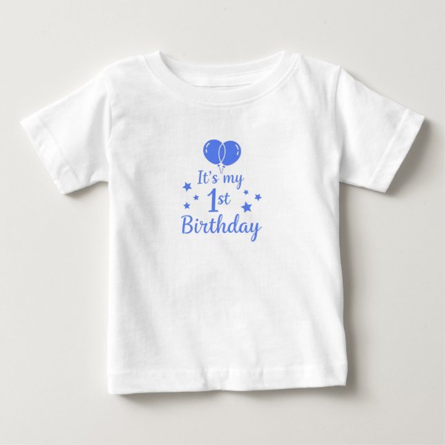 Blaue Luftballons 1. Geburtstag Baby T-shirt (Vorderseite)
