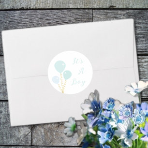 Blaue Luftballons Junge Baby-Party Runder Aufkleber