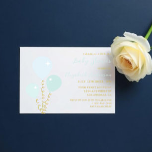 Blaue Luftballons Jungen Baby Shower Einladung