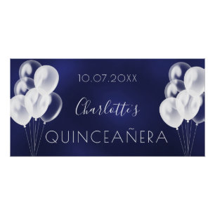 Blaue Luftballons Quinceanera-Party Poster