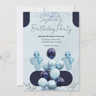 Blaue Luftballons zum Geburtstag Einladung