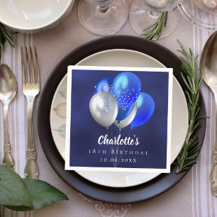 Blaue Luftballons zum Geburtstag Serviette