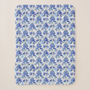 Blaue Lupinen-Blumenmuster Blau und Weiß Sherpadecke
